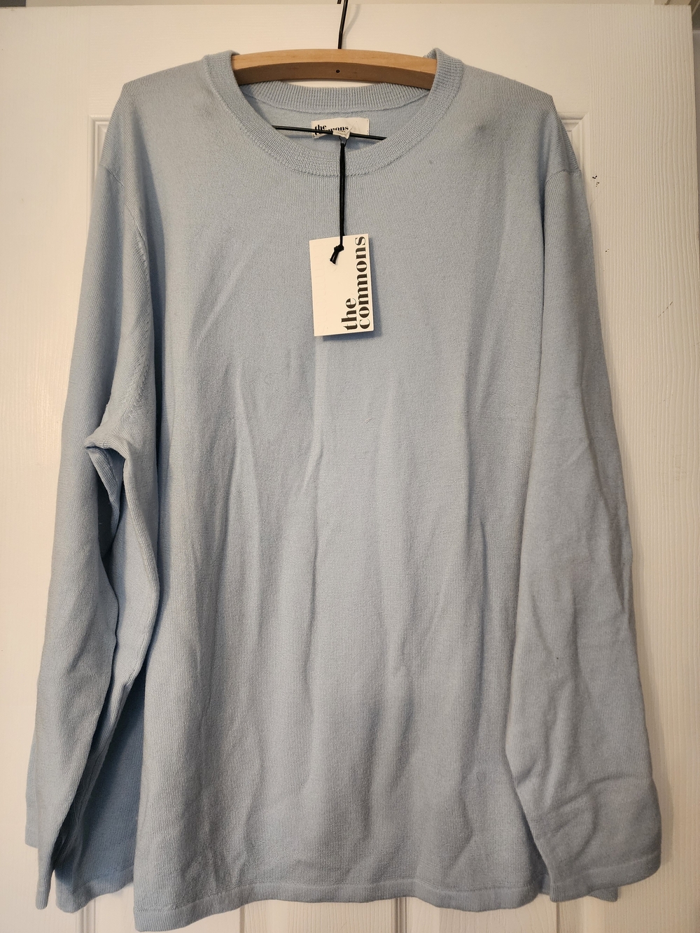 XXL The Commons Men's Light Blue Long-Sleeve Crewneck 100% MERINO WOOL Sweater